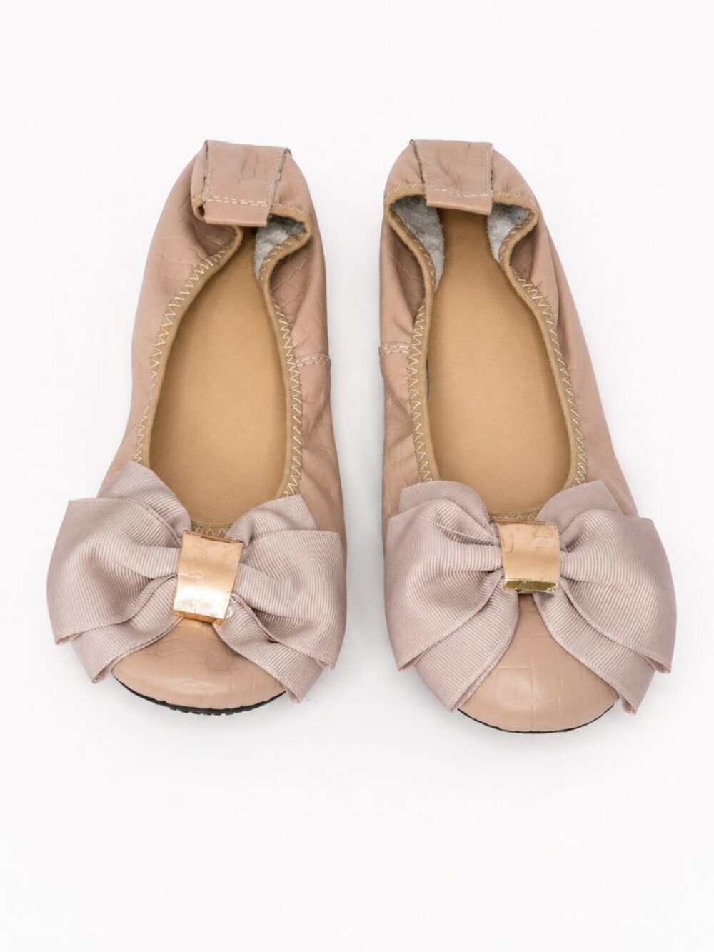 NWOT Pink Cream Ballerina Flats Bow Comfy Size 8 US 38 EU